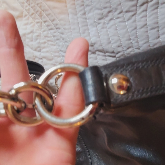 Black Leather Shoulder Bag with silver Hardware - Picture 7 of 11